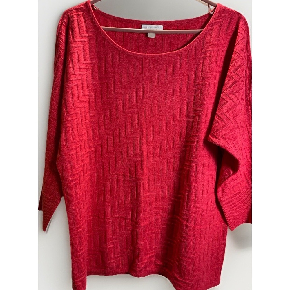 New York & Company Sweater Women L Red Long Sleeve Soft, Lightweight, Casual‎